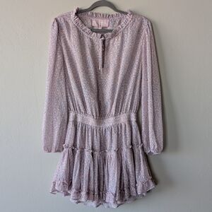 Sincerely Ours Pink Lavender Ruffle Smocked Waist Tiered Mini Dress Size S